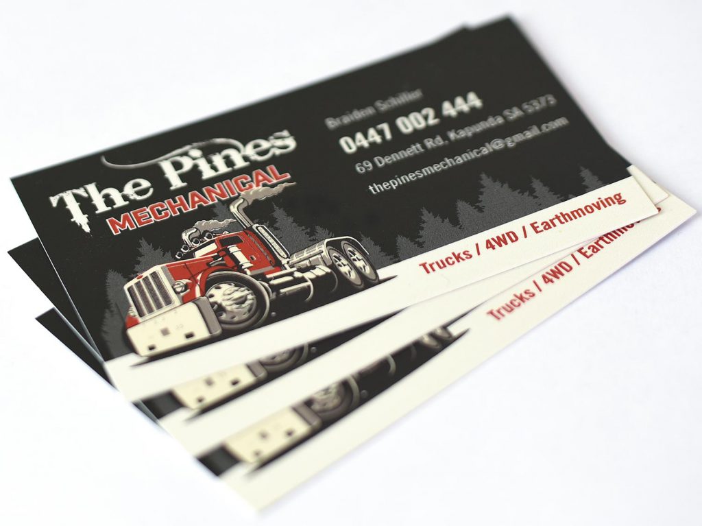 the pines mechanical business card design
